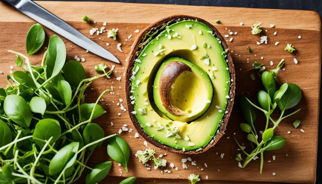 Ripe avocados and whole grain bread for avocado toast